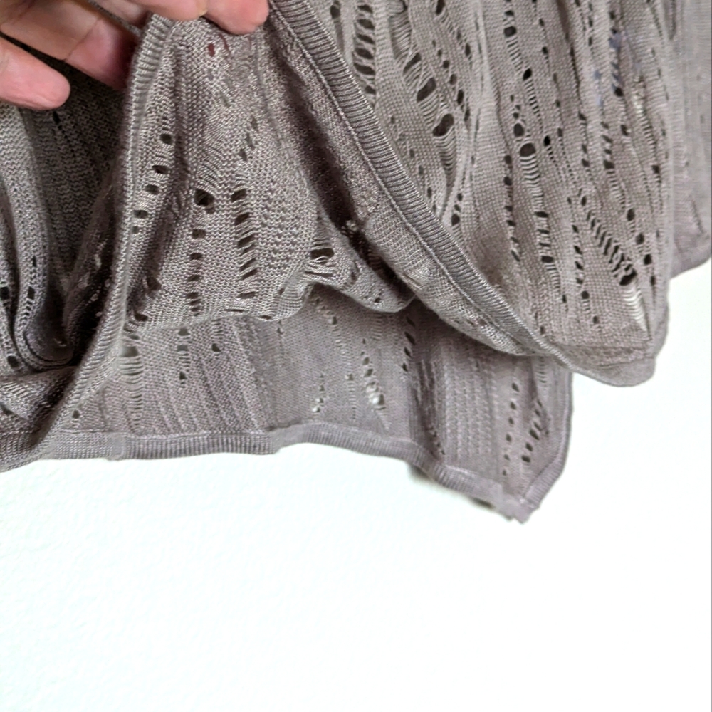 Express Beige Lightweight Crochet Style Sweater Size S - Picture 3 of 4